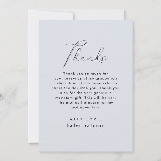 Elegant script Afstuderen Dank u foto Bedankkaart (Achterkant)