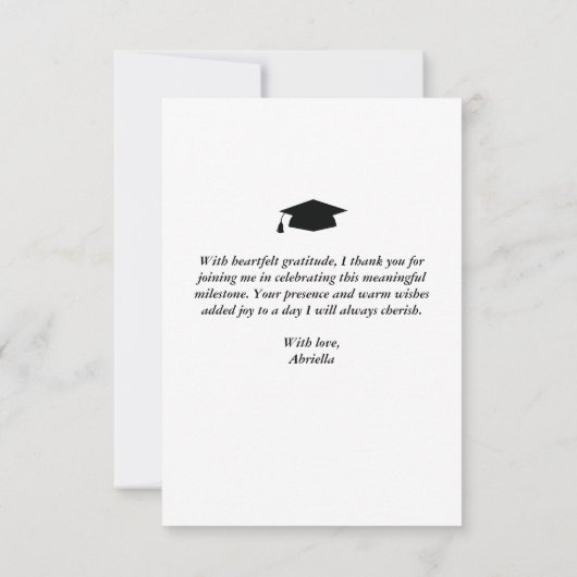 Elegant script Afstuderen Dank u fotokaart Bedankkaart (Achterkant)