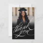 Elegant script Afstuderen Dank u fotokaart Bedankkaart (Voorkant)