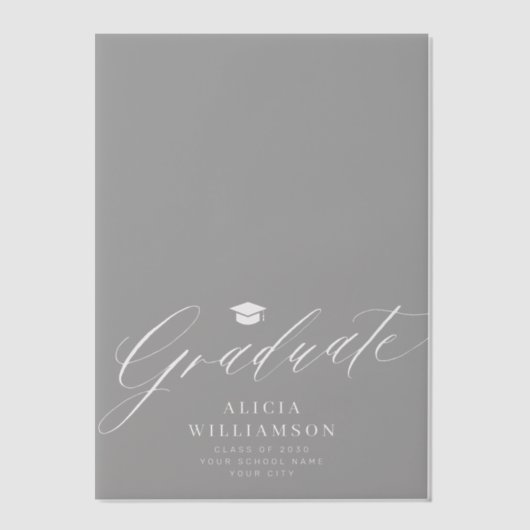 Elegant script afstuderen dark vellum aankondiging (Voorkant)