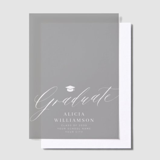 Elegant script afstuderen dark vellum aankondiging (Offset)