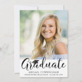 Elegant script Afstuderen één foto zwart wit Kaart (Voorkant)