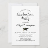 Elegant script Afstuderen één foto zwart wit Kaart (Achterkant)