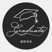 Elegant Script Afstuderen Envelope Seal Ronde Sticker (Voorkant)