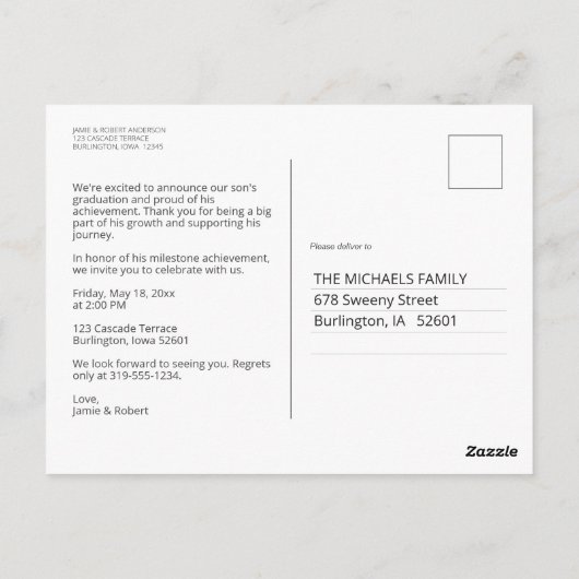 Elegant Script Afstuderen Foto aankondiging Briefkaart (Achterkant)