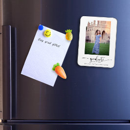 Elegant Script Afstuderen Foto aankondiging Magneet