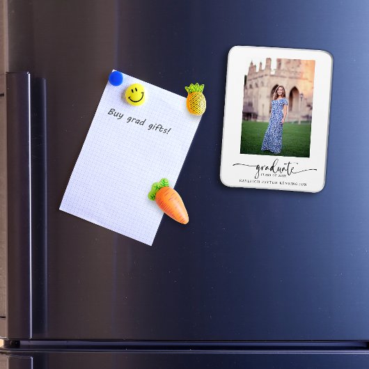 Elegant Script Afstuderen Foto aankondiging Magneet