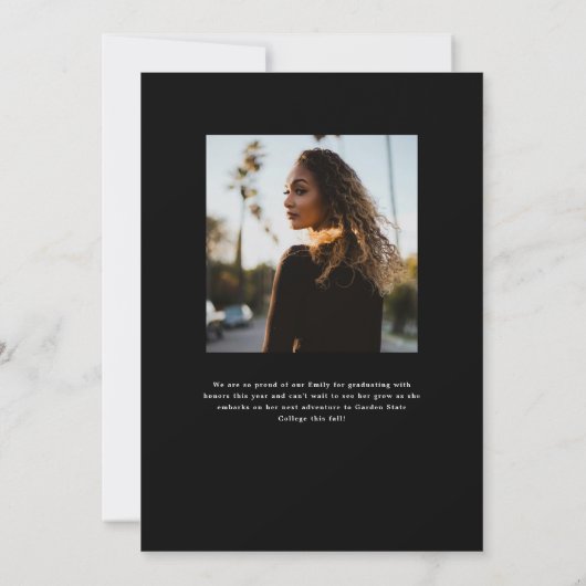 Elegant Script Afstuderen foto aankondigingen (Achterkant)