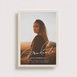 Elegant Script Afstuderen foto aankondigingen