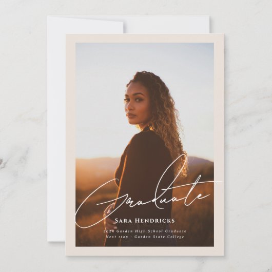 Elegant Script Afstuderen foto aankondigingen (Voorkant)