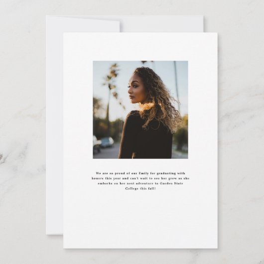 Elegant Script Afstuderen foto aankondigingen (Achterkant)