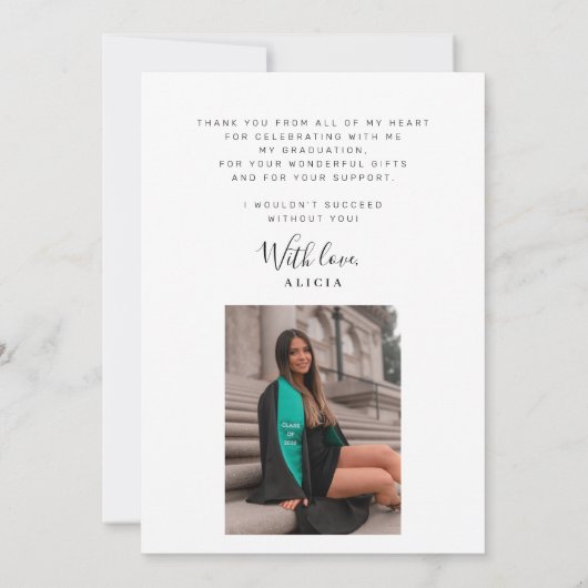 Elegant script afstuderen foto afstuderen dank u kaart (Achterkant)