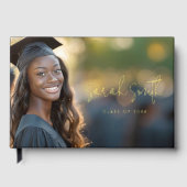 Elegant script afstuderen foto afstuderen naam gastenboek (Voorkant)