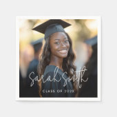 Elegant script afstuderen foto afstuderen naam servet (Voorkant)