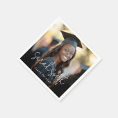 Elegant script afstuderen foto afstuderen naam servet (Hoek)