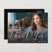 Elegant Script Afstuderen Foto Dank u Briefkaart (Voorkant / Achterkant)