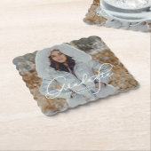 Elegant script Afstuderen foto en naam Kartonnen Onderzetters (Gebogen)