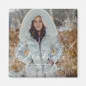 Elegant script Afstuderen foto en naam Magneet (Voorkant)