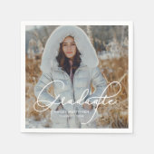 Elegant script Afstuderen foto en naam Servet (Voorkant)