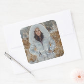Elegant script Afstuderen foto en naam Vierkante Sticker (Envelop)