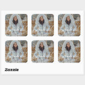 Elegant script Afstuderen foto en naam Vierkante Sticker (Vel)