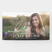 Elegant script Afstuderen foto gefeliciteerd Spandoek (Horizontaal)