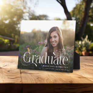 Elegant Script Afstuderen Foto Keepsake Afstuderen Fotoplaat