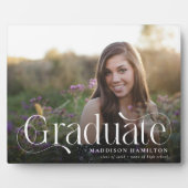 Elegant Script Afstuderen Foto Keepsake Afstuderen Fotoplaat (Voorkant)