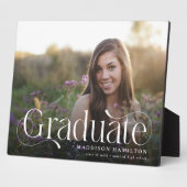 Elegant Script Afstuderen Foto Keepsake Afstuderen Fotoplaat (Zijkant)