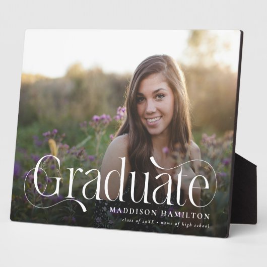 Elegant Script Afstuderen Foto Keepsake Afstuderen Fotoplaat (Zijkant)