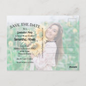 Elegant Script Afstuderen Foto OPSLAAN VAN DE DATU Briefkaart (Achterkant)