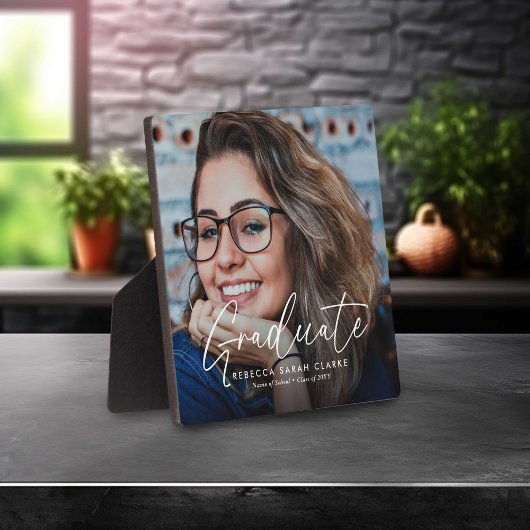 Elegant Script Afstuderen Fotografie Keepsake Fotoplaat