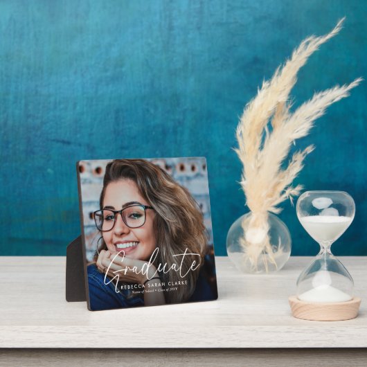 Elegant Script Afstuderen Fotografie Keepsake Fotoplaat (Insitu)