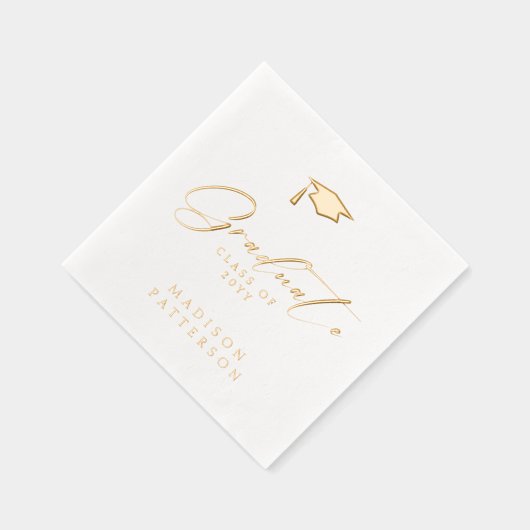 Elegant script Afstuderen gepersonaliseerd Afstude Folie Servetten (Rechts)