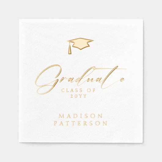 Elegant script Afstuderen gepersonaliseerd Afstude Folie Servetten (Voorkant)