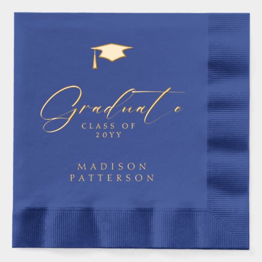 Elegant script Afstuderen gepersonaliseerd Afstude Folie Servetten (Voorkant)