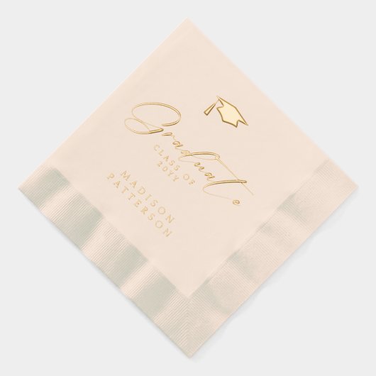 Elegant script Afstuderen gepersonaliseerd Afstude Folie Servetten (Rechts)