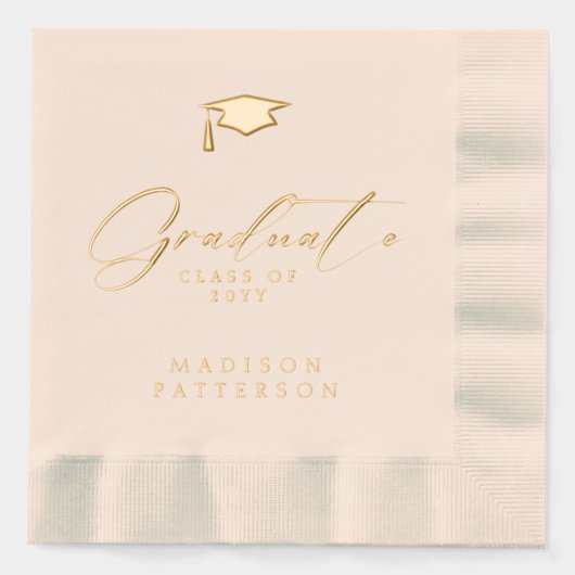 Elegant script Afstuderen gepersonaliseerd Afstude Folie Servetten (Voorkant)