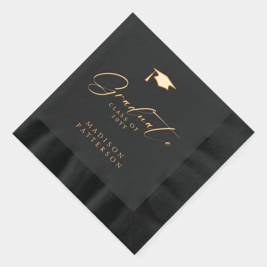 Elegant script Afstuderen gepersonaliseerd Afstude Folie Servetten (Rechts)