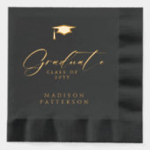 Elegant script Afstuderen gepersonaliseerd Afstude Folie Servetten (Voorkant)