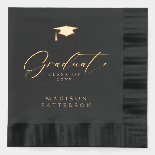 Elegant script Afstuderen gepersonaliseerd Afstude Folie Servetten (Voorkant)