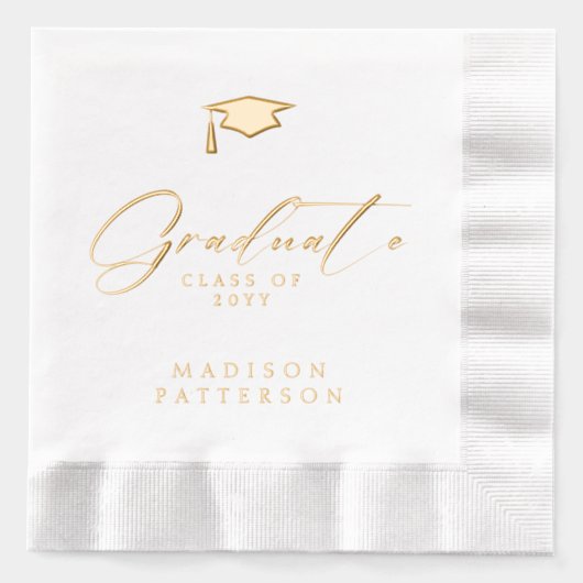 Elegant script Afstuderen gepersonaliseerd Afstude Folie Servetten (Voorkant)