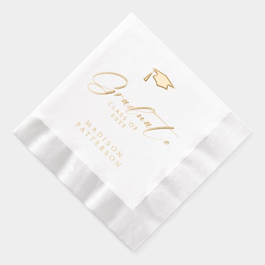 Elegant script Afstuderen gepersonaliseerd Afstude Folie Servetten (Rechts)