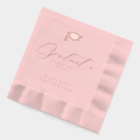 Elegant script Afstuderen gepersonaliseerd Afstude Folie Servetten (Links)