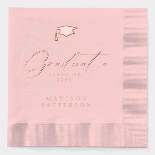 Elegant script Afstuderen gepersonaliseerd Afstude Folie Servetten (Voorkant)