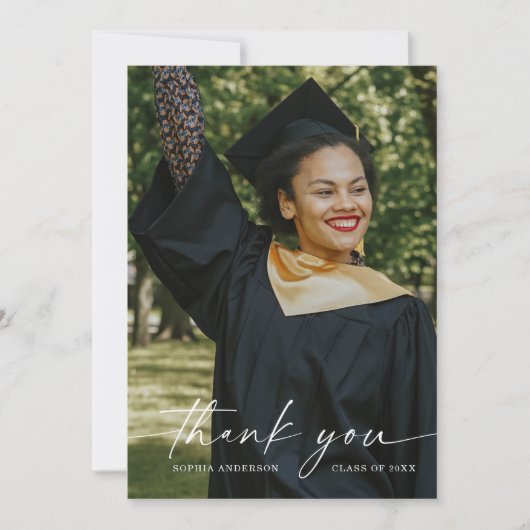 Elegant Script Afstuderen Hartelijk dank Kaart (Voorkant)
