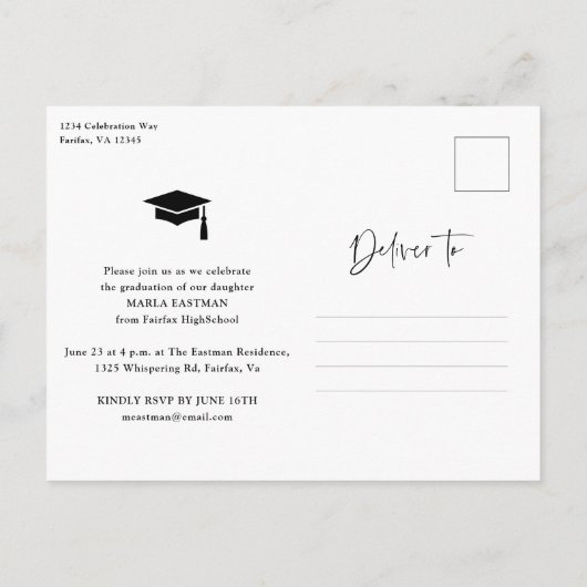 Elegant Script Afstuderen het Afstuderen van de Co Uitnodiging Briefkaart (Achterkant)