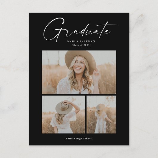 Elegant Script Afstuderen het Afstuderen van de Co Uitnodiging Briefkaart (Voorkant)