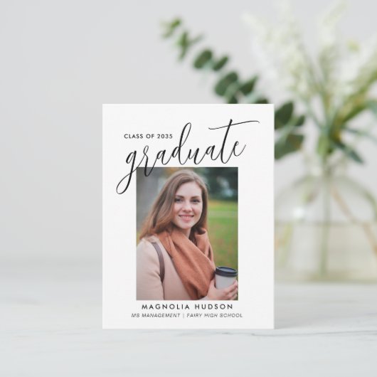 Elegant Script Afstuderen het Afstuderen van de Fo Briefkaart (Staand voorkant)