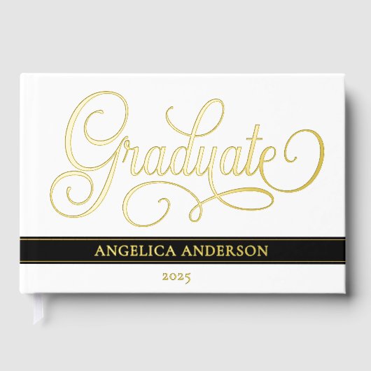Elegant script Afstuderen Luxury Real Gastenboek (Voorkant)